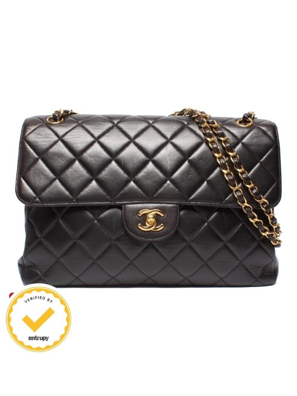 Chanel Shoulder Bag Double Faced Chain Lambskin Gold Bag Maxi Quilted 30